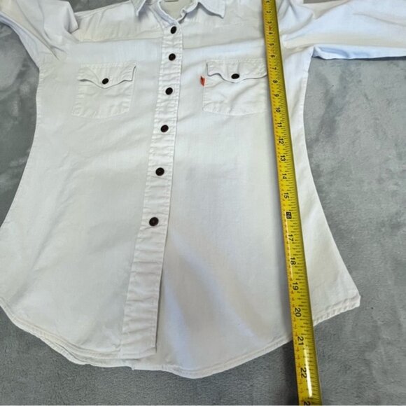 Vintage Levi's White Cotton Long Sleeve Snap Down Shirt - Picture 11 of 14